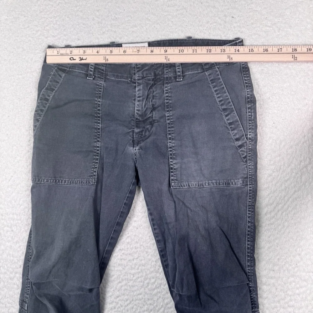 Nili Lotan Cropped Military Pant Size 2 Utility Jogger Black Faded Zip Ankle USA
